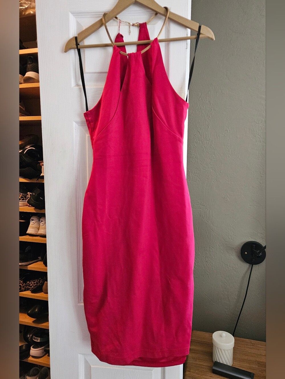 Bebe Red Halter Midi Dress SIZE Small